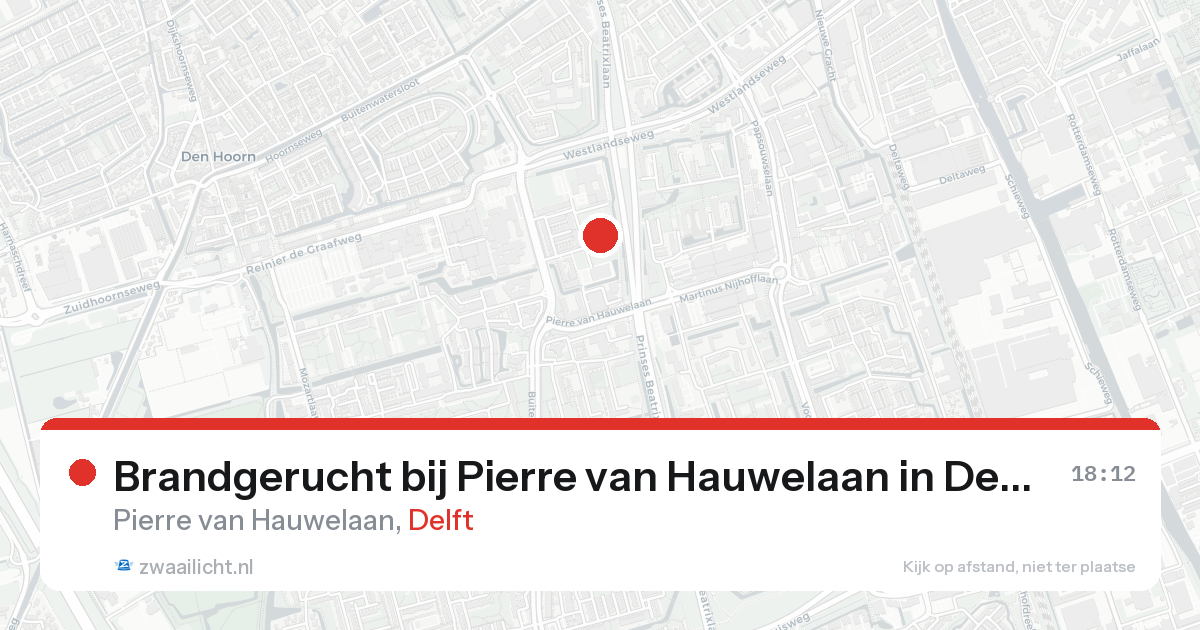 Brandgerucht bij Pierre van Hauwelaan in Delft — 20 aug 2026