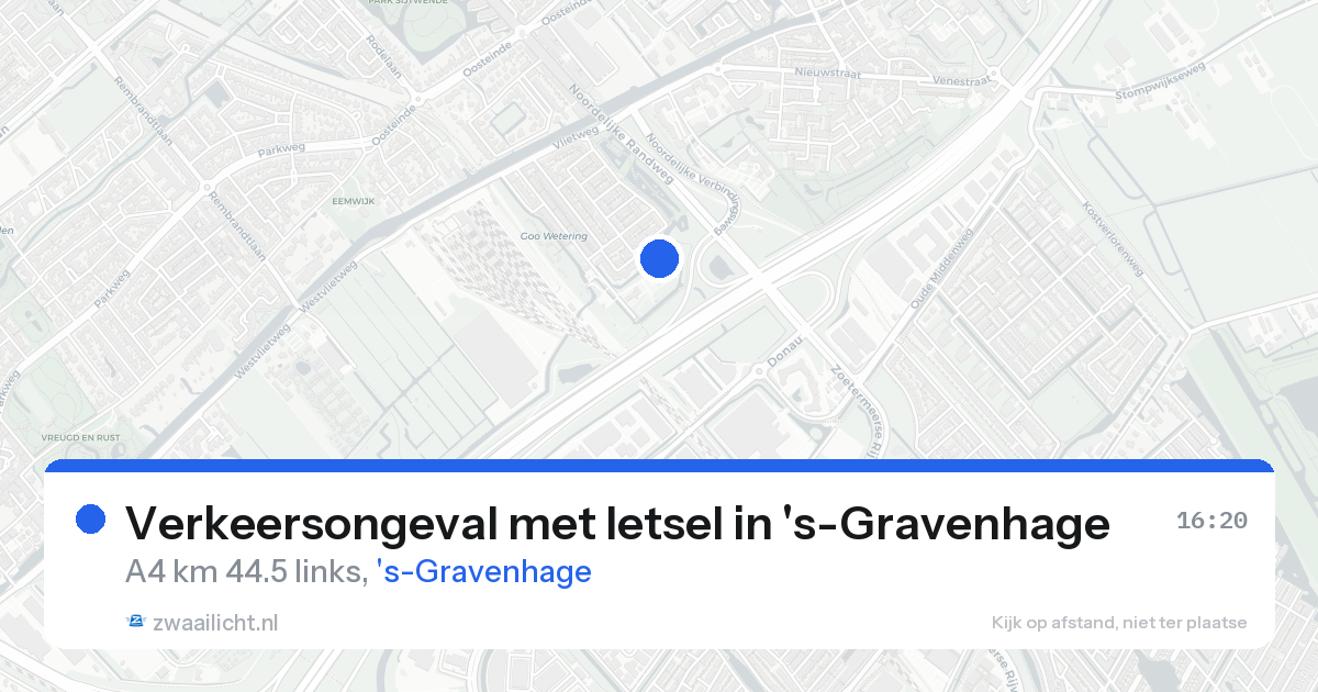 Verkeersongeval met letsel in 's-Gravenhage — 20 aug 2026
