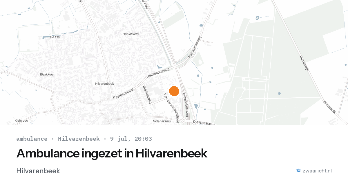 Ambulance ingezet in Hilvarenbeek — 9 jul 2026