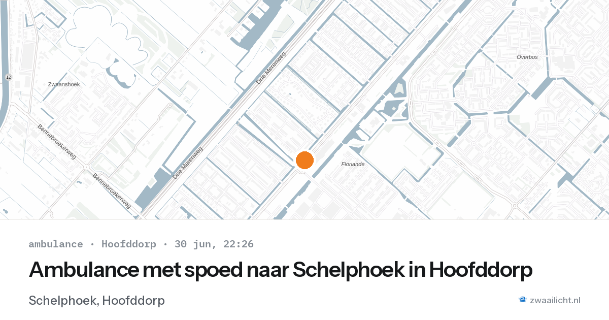 Ambulance met spoed naar Schelphoek in Hoofddorp — 30 jun 2026