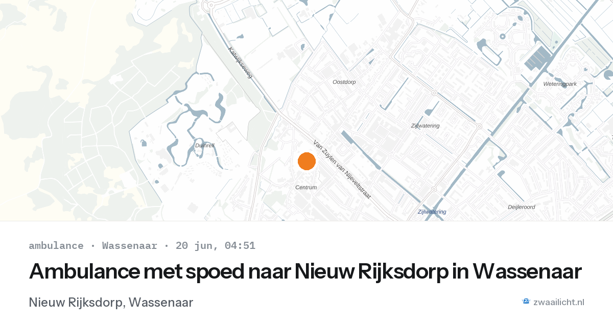 Ambulance met spoed naar Nieuw Rijksdorp in Wassenaar — 20 jun 2026