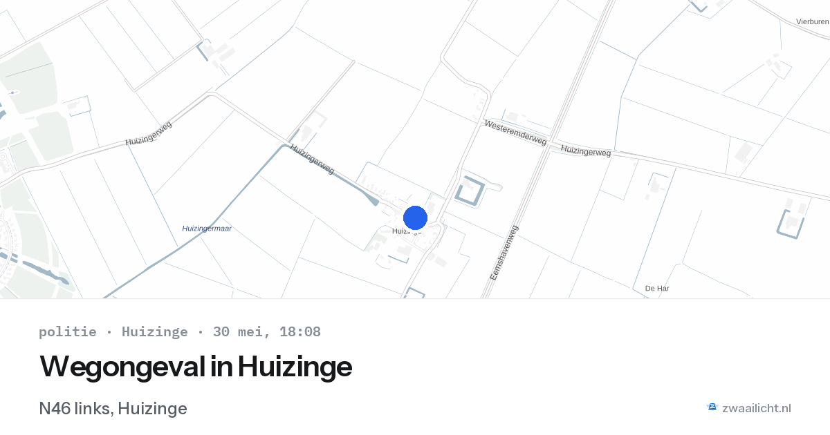 Wegongeval in Huizinge — 30 mei 2026