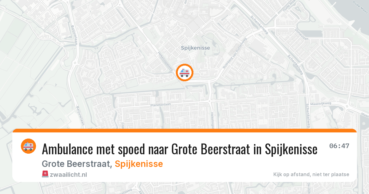 Ambulance met spoed naar Grote Beerstraat in Spijkenisse — 18 mei 2026