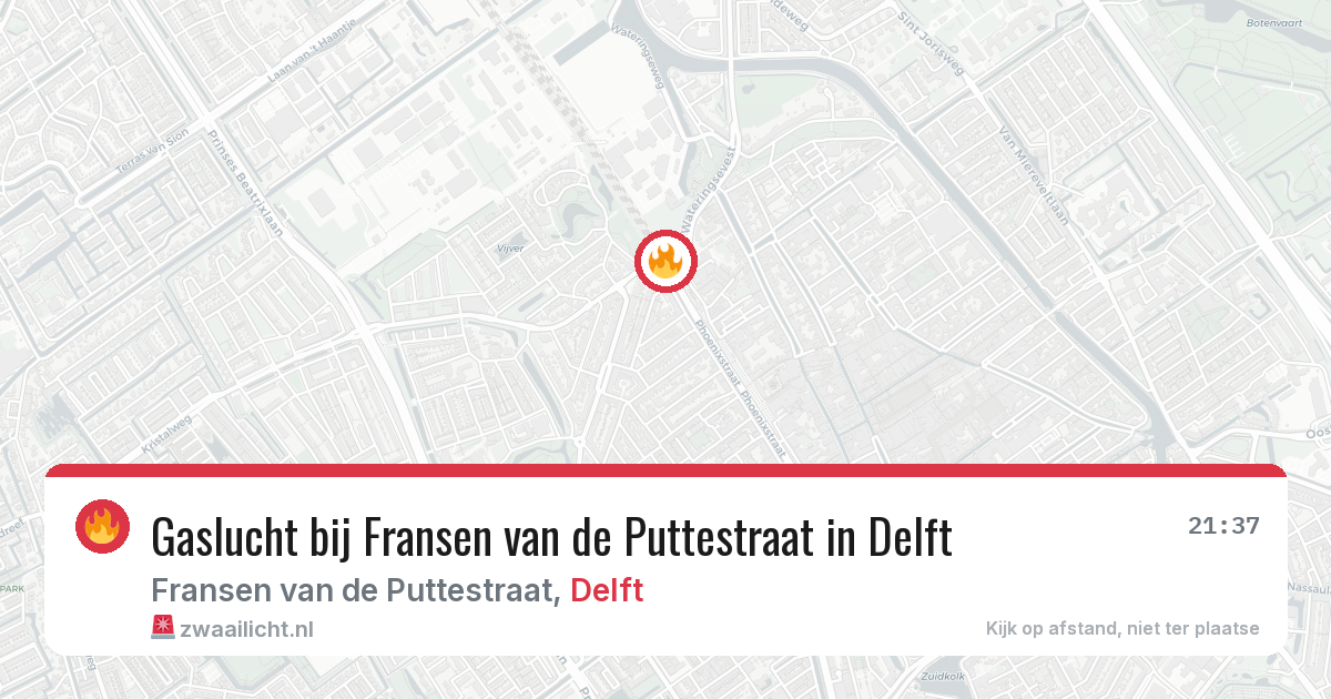 Gaslucht bij Fransen van de Puttestraat in Delft — 14 jun 2026