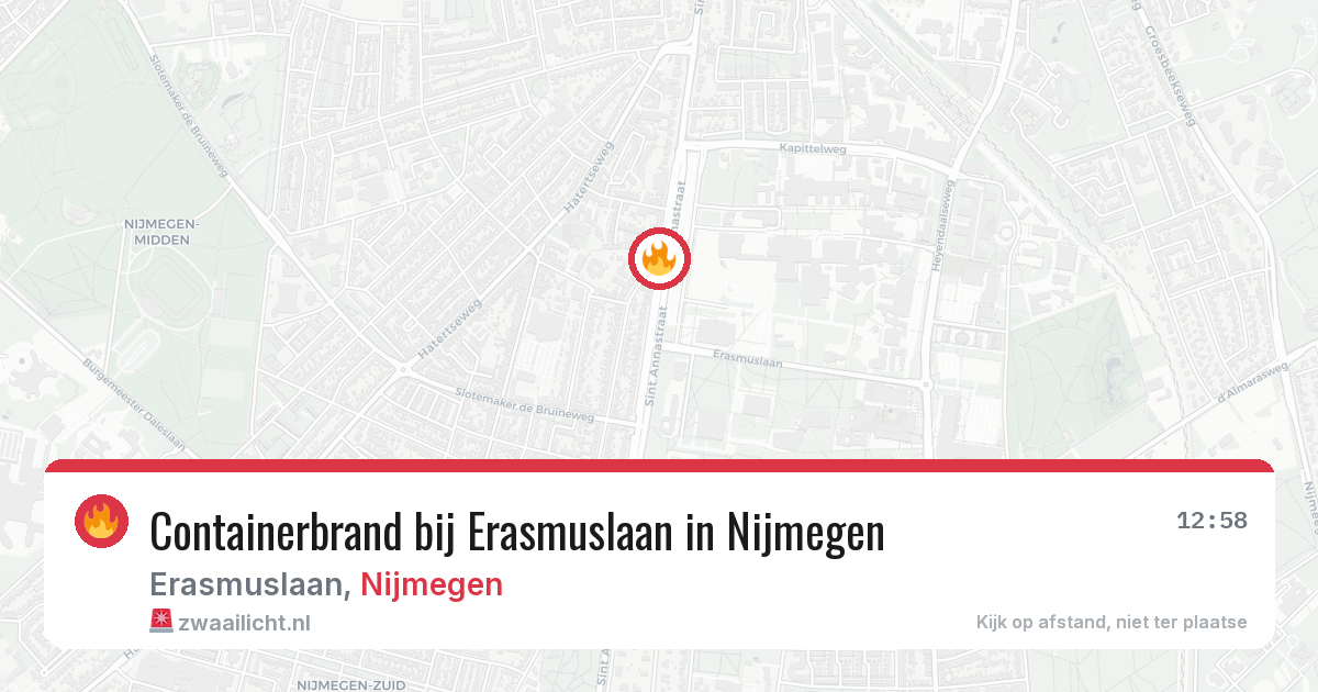 Containerbrand bij Erasmuslaan in Nijmegen — 26 jul 2026