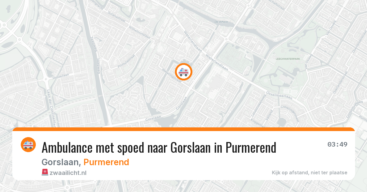 Ambulance met spoed naar Gorslaan in Purmerend — 15 aug 2026