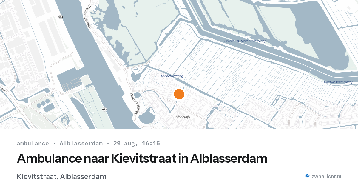 Ambulance naar Kievitstraat in Alblasserdam — 29 aug 2026