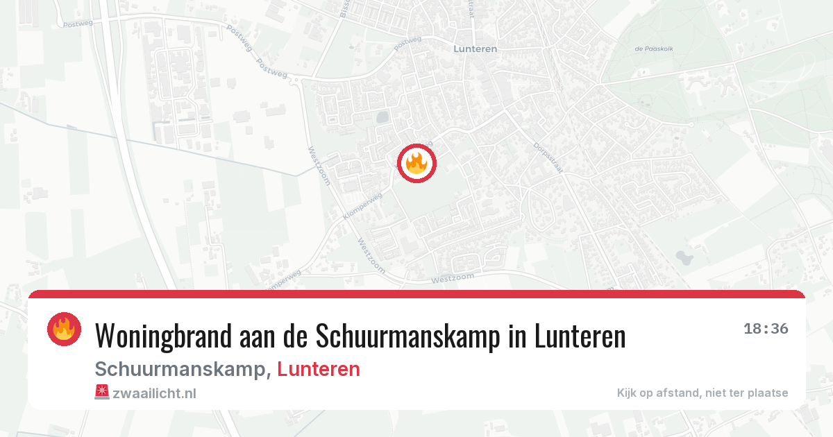 Woningbrand aan de Schuurmanskamp in Lunteren — 20 apr 2026