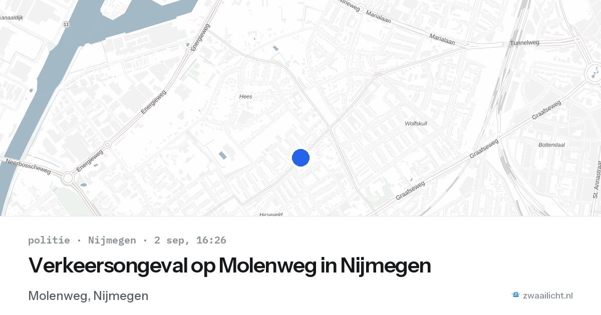 Verkeersongeval op Molenweg in Nijmegen — 2 sep 2026