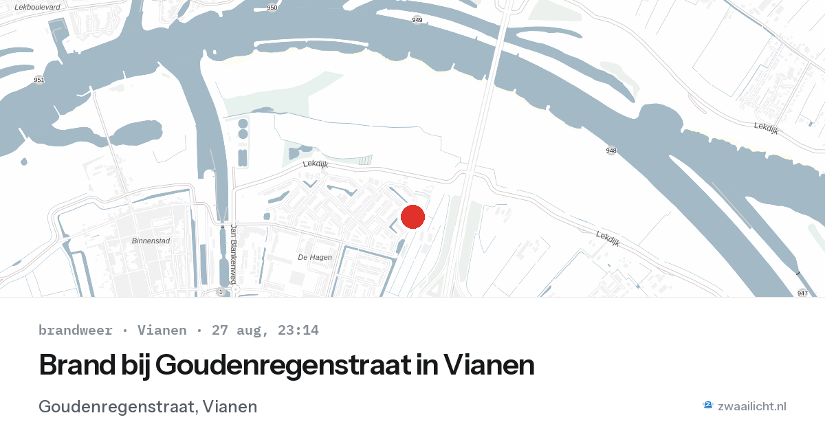 Brand bij Goudenregenstraat in Vianen — 27 aug 2026