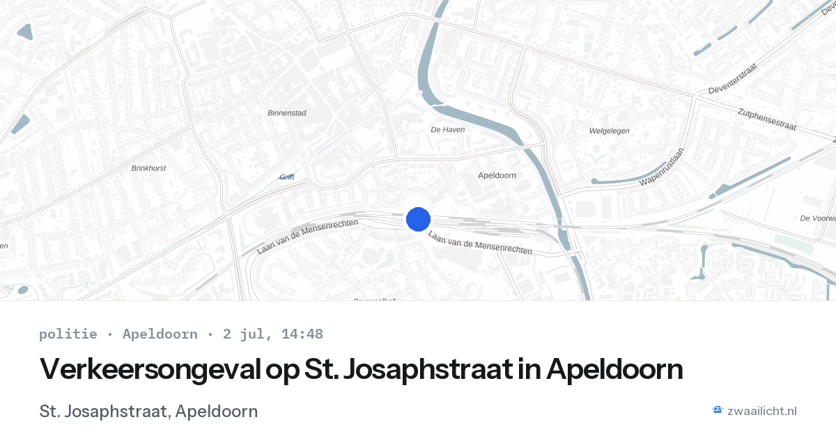 Verkeersongeval op St. Josaphstraat in Apeldoorn — 2 jul 2026