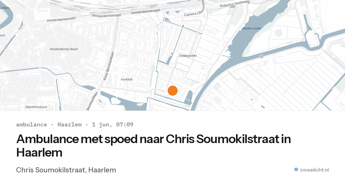 Ambulance met spoed naar Chris Soumokilstraat in Haarlem — 1 jun 2026