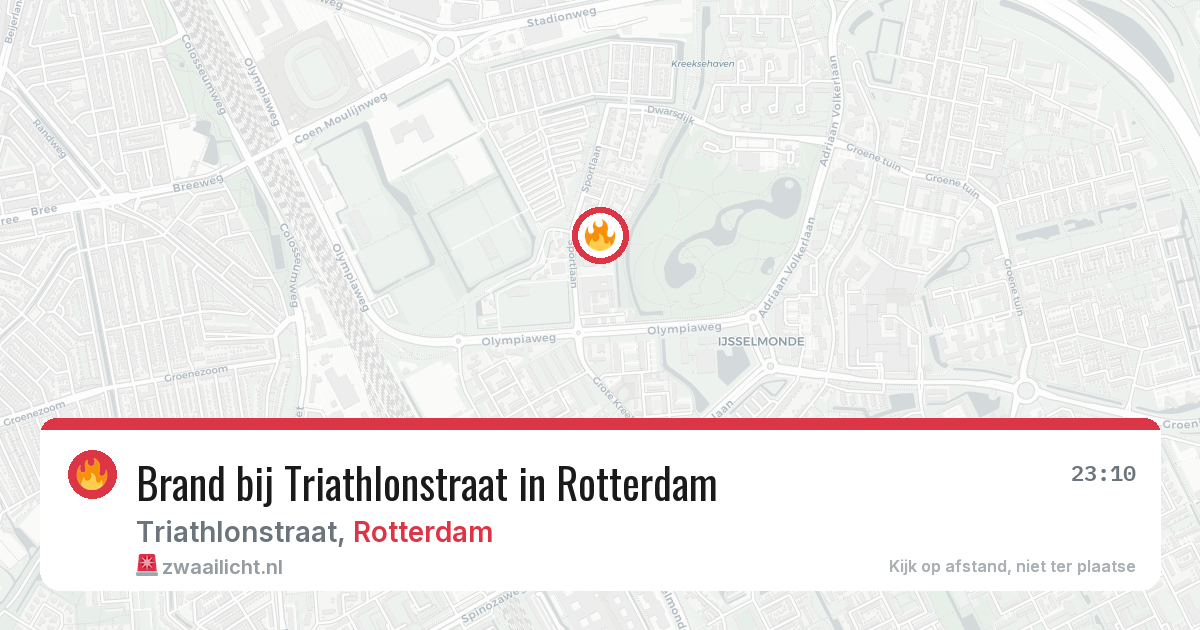 Brand bij Triathlonstraat in Rotterdam — 5 jul 2026