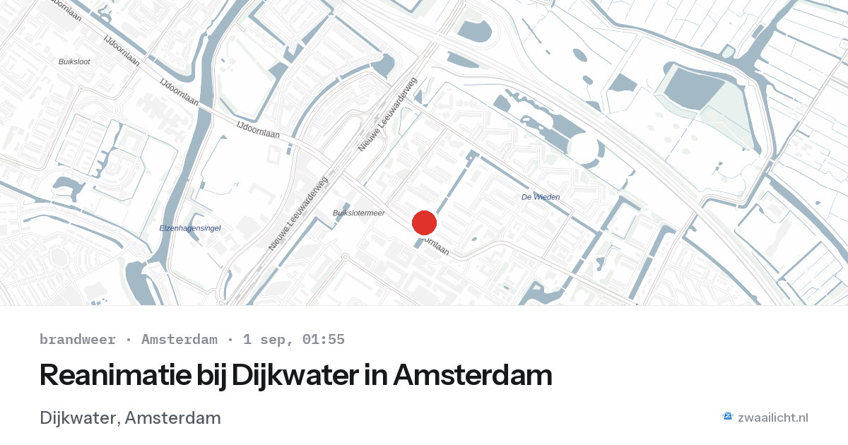 Reanimatie bij Dijkwater in Amsterdam — 31 aug 2026