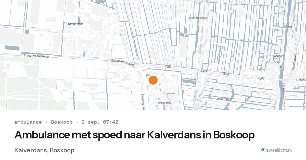 Ambulance met spoed naar Kalverdans in Boskoop — 2 sep 2026