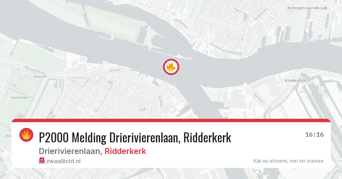 P2000 Melding Drierivierenlaan, Ridderkerk — 21 jun 2026