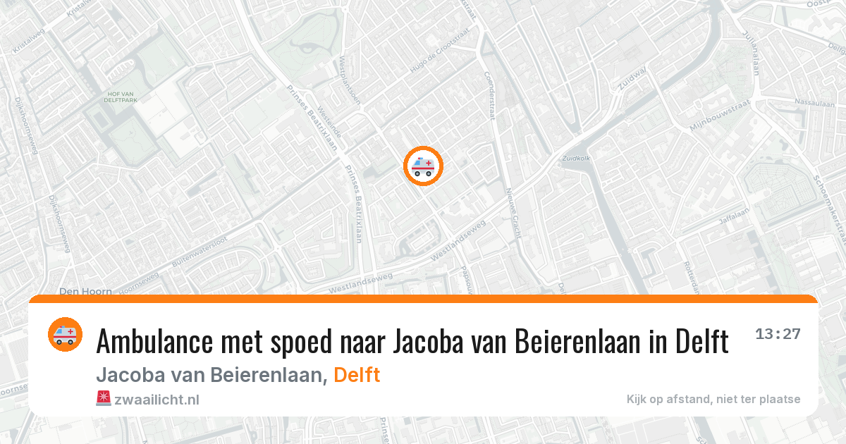 Ambulance met spoed naar Jacoba van Beierenlaan in Delft — 10 aug 2026