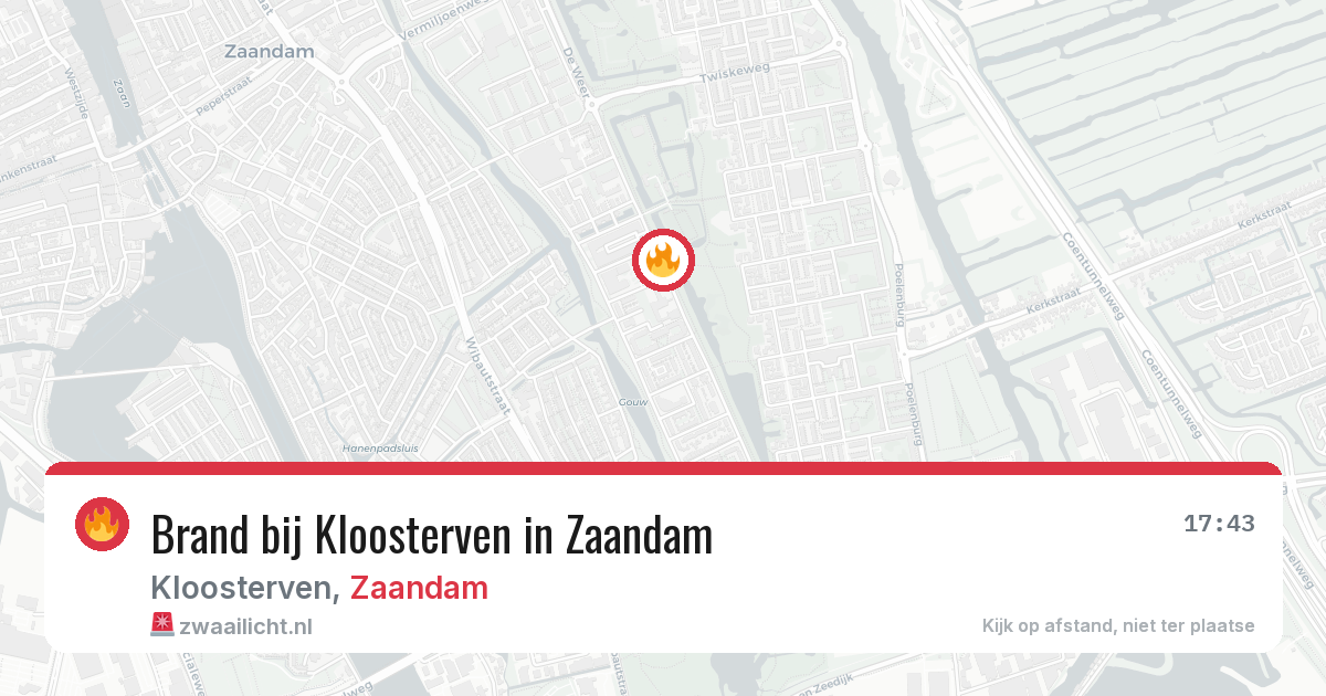 Brand bij Kloosterven in Zaandam — 3 aug 2026