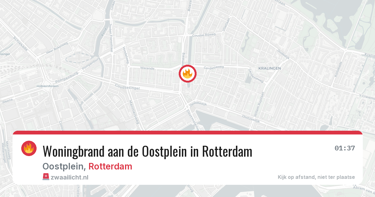 Woningbrand aan de Oostplein in Rotterdam — 1 aug 2026
