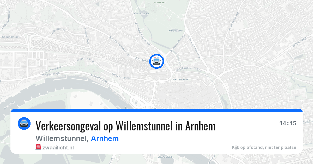 Verkeersongeval op Willemstunnel in Arnhem — 17 jun 2026