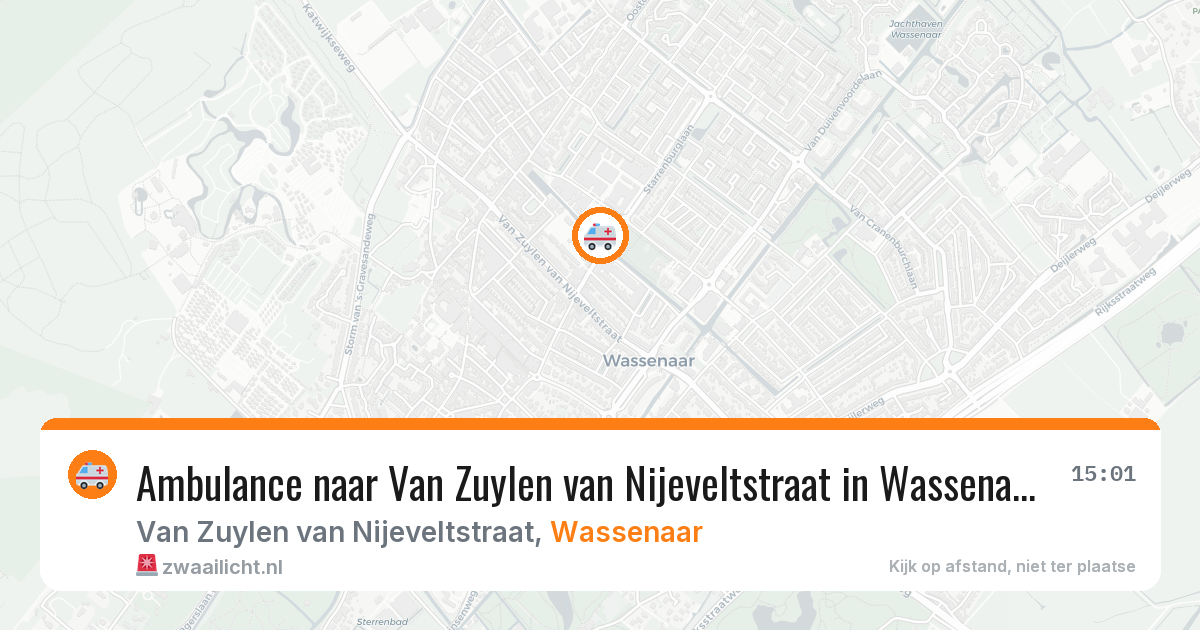 Ambulance naar Van Zuylen van Nijeveltstraat in Wassenaar — 14 aug 2026