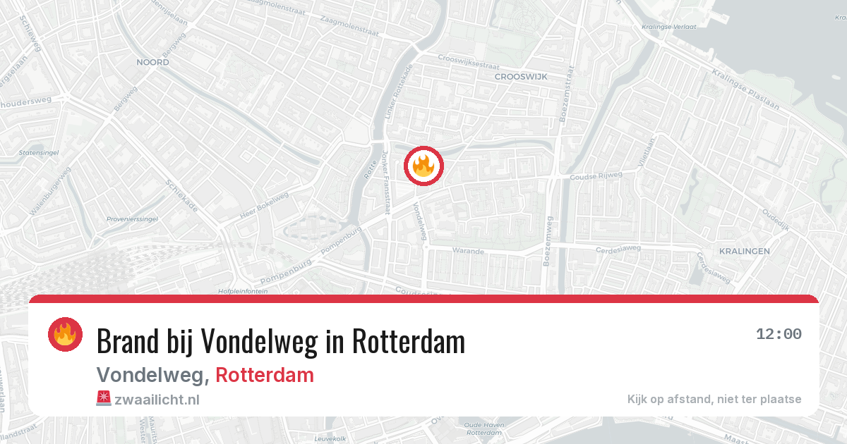 Brand bij Vondelweg in Rotterdam — 5 mrt 2026