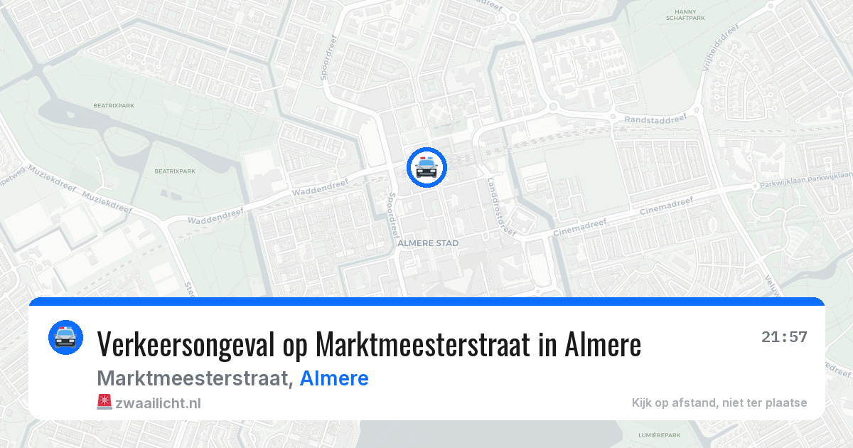Verkeersongeval op Marktmeesterstraat in Almere — 1 aug 2026