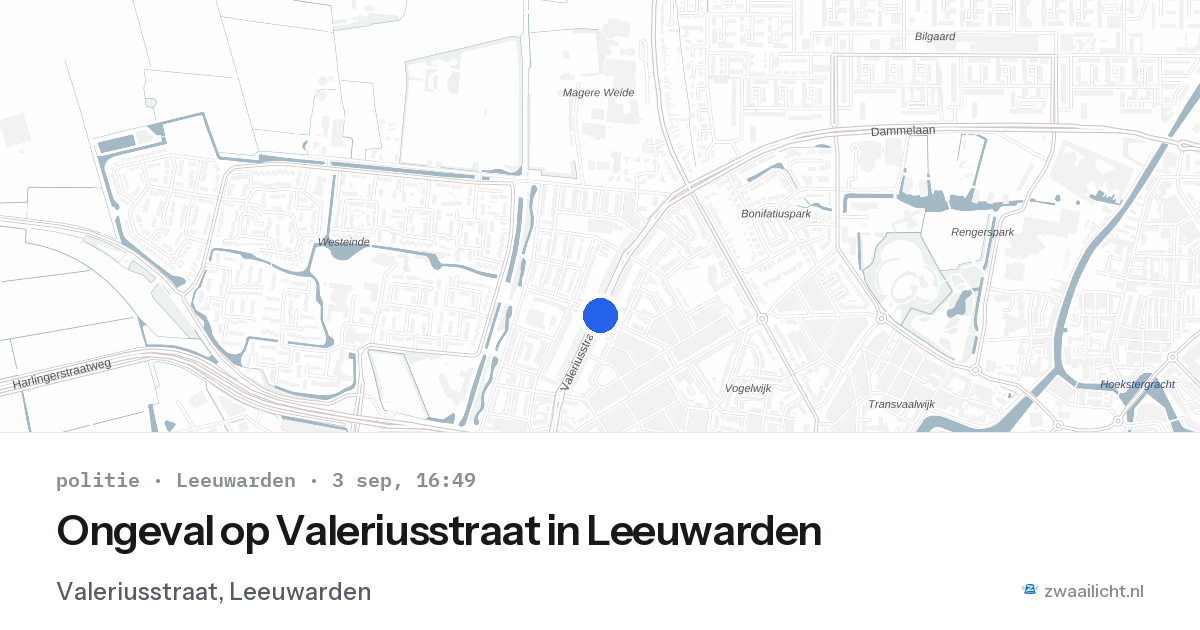 Ongeval op Valeriusstraat in Leeuwarden — 3 sep 2026