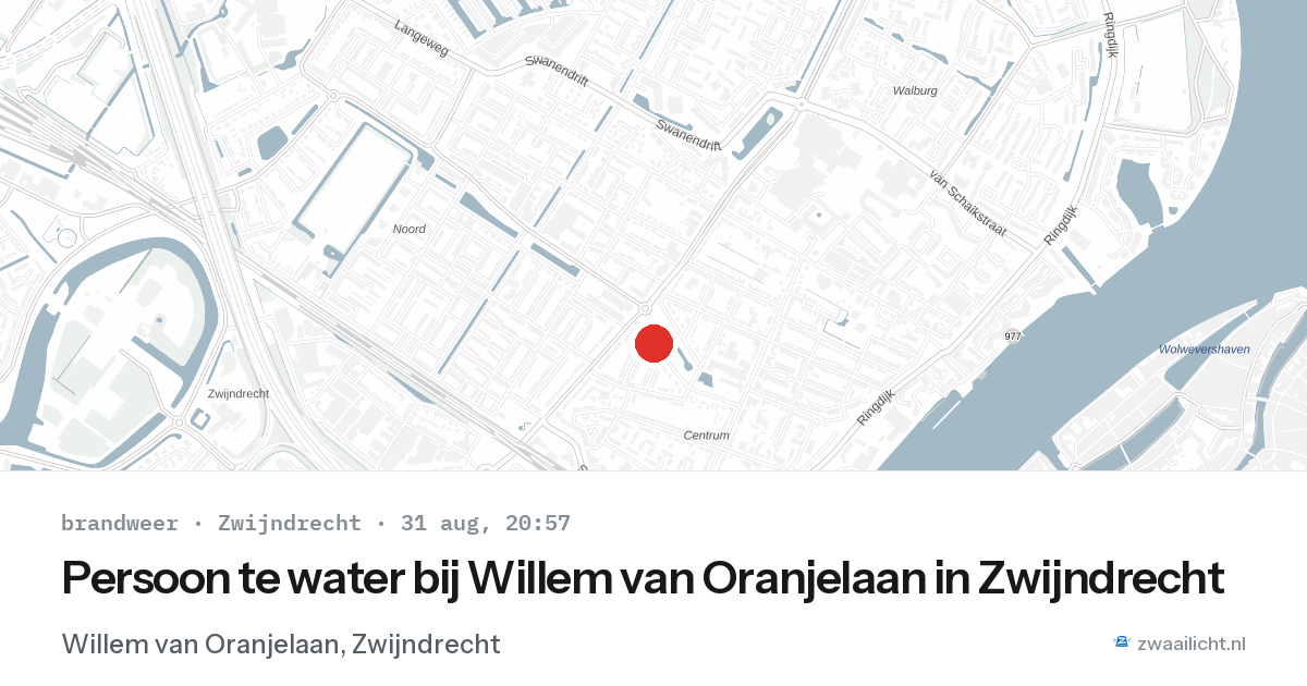 Persoon te water bij Willem van Oranjelaan in Zwijndrecht — 31 aug 2026