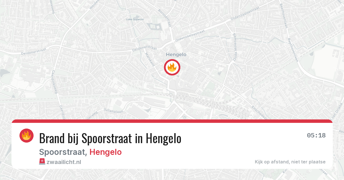 Brand bij Spoorstraat in Hengelo — 16 jun 2026