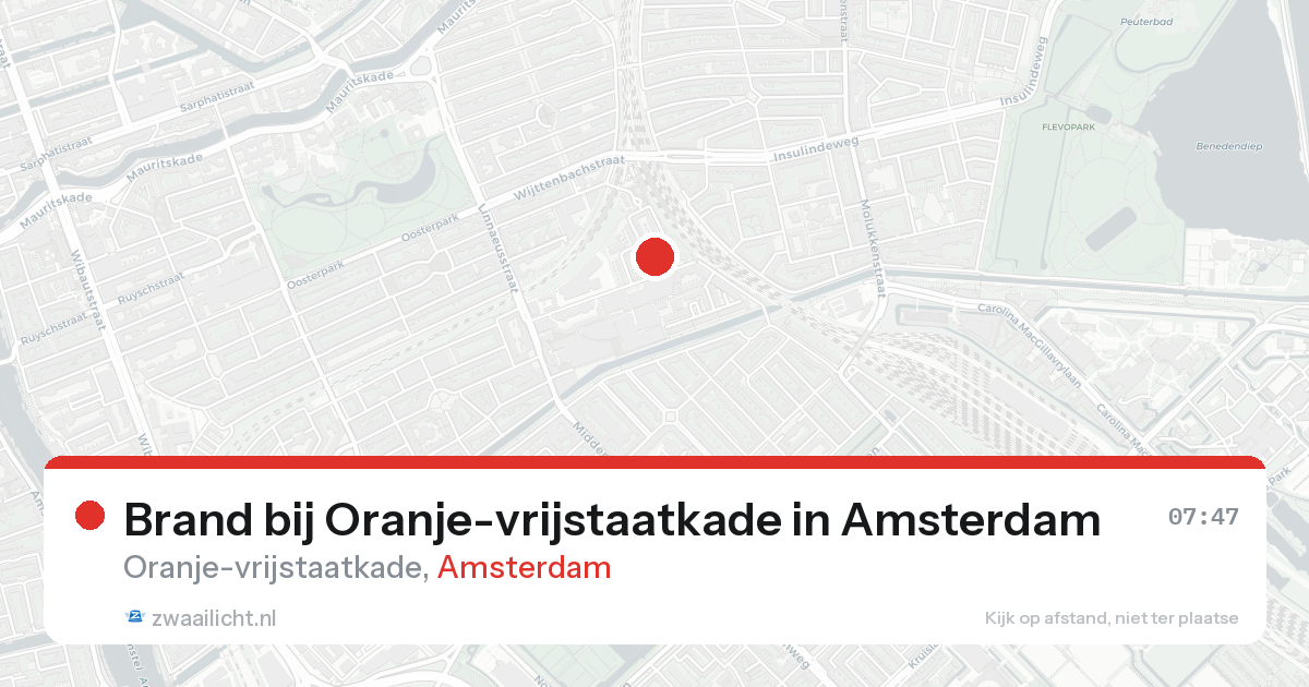 Brand bij Oranje-vrijstaatkade in Amsterdam — 17 aug 2026