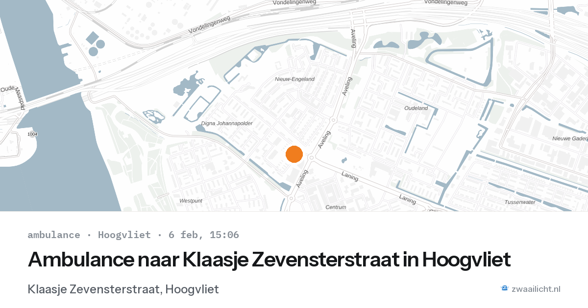 Ambulance naar Klaasje Zevensterstraat in Hoogvliet — 6 feb 2026