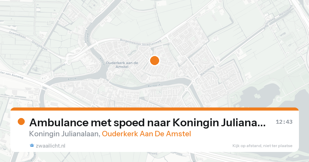 Ambulance met spoed naar Koningin Julianalaan in Ouderkerk Aan De Amstel — 25 mei 2026