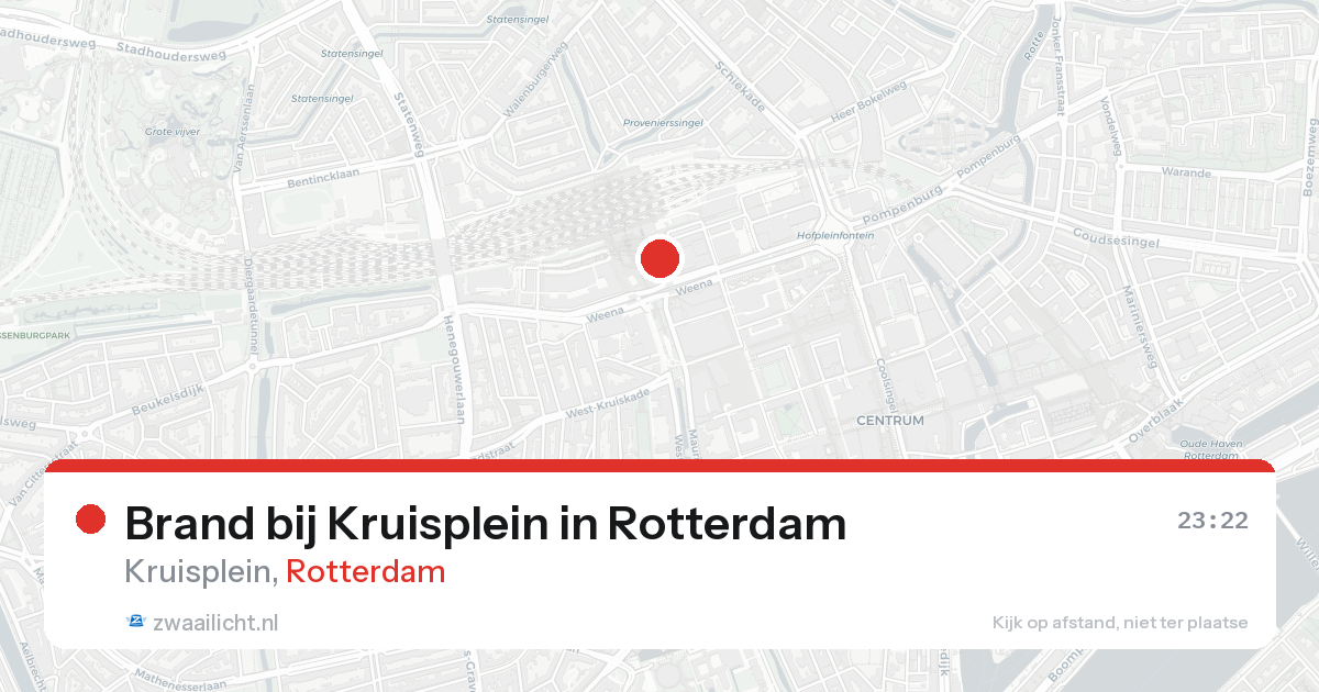 Brand bij Kruisplein in Rotterdam — 22 aug 2026