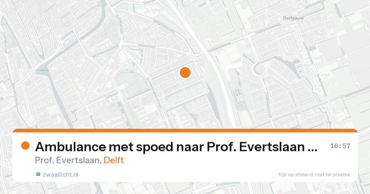 Ambulance met spoed naar Prof. Evertslaan in Delft — 16 aug 2026