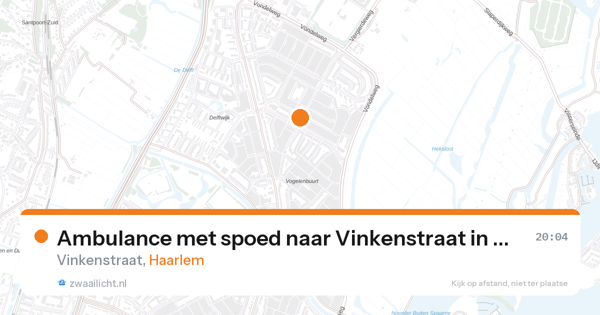 Ambulance met spoed naar Vinkenstraat in Haarlem — 27 aug 2026