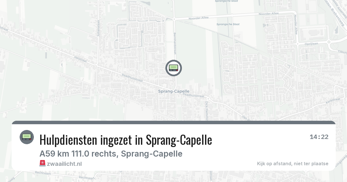 Hulpdiensten ingezet in Sprang-Capelle — 27 mei 2026 | 🚨 Zwaailicht.nl