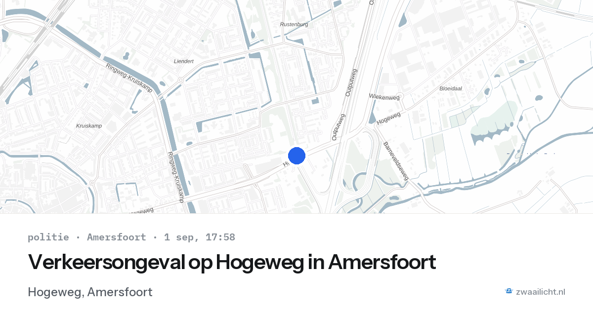 Verkeersongeval op Hogeweg in Amersfoort — 1 sep 2026