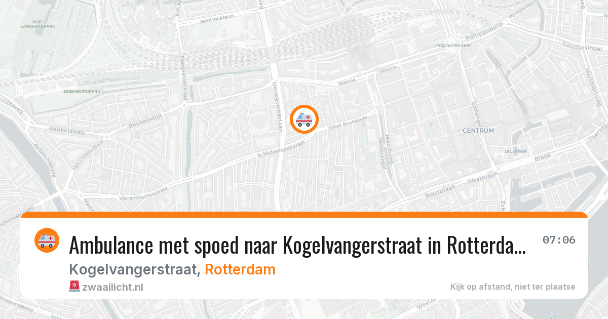 Ambulance met spoed naar Kogelvangerstraat in Rotterdam — 26 mei 2026