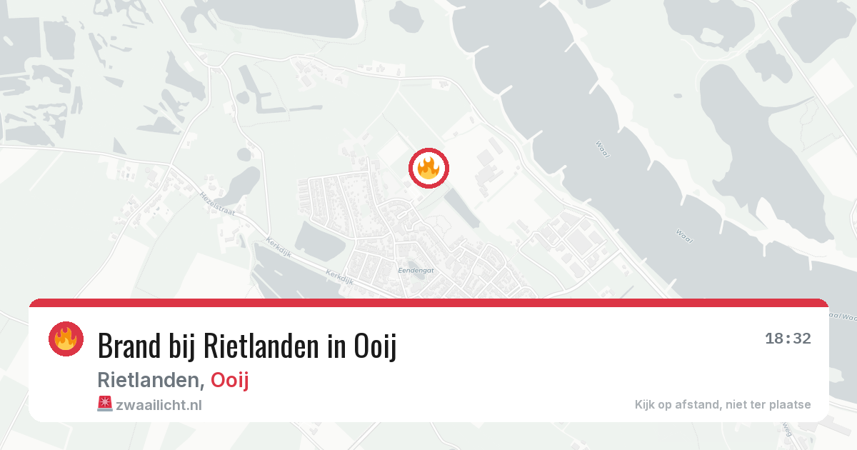 Brand bij Rietlanden in Ooij — 8 aug 2026