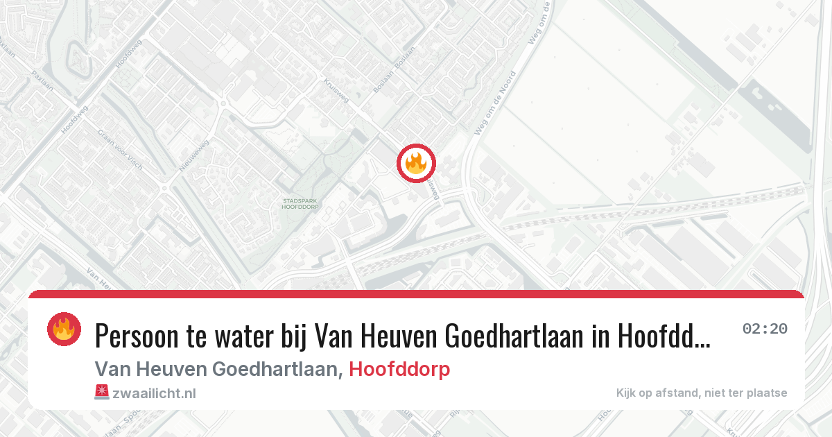 Persoon te water bij Van Heuven Goedhartlaan in Hoofddorp — 2 aug 2026