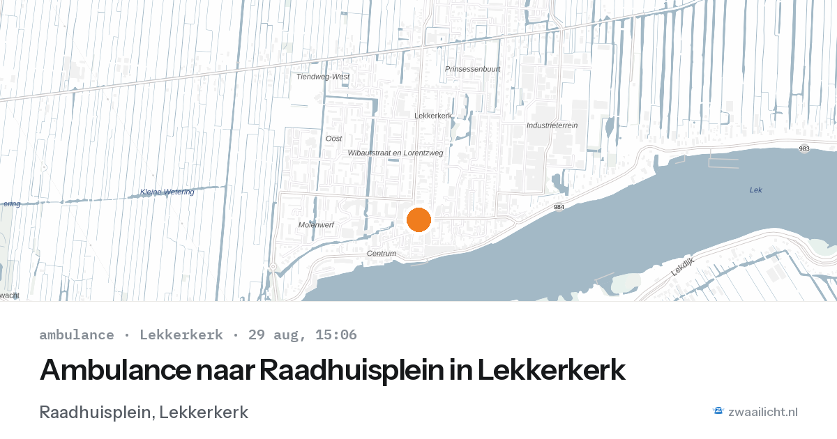 Ambulance naar Raadhuisplein in Lekkerkerk — 29 aug 2026