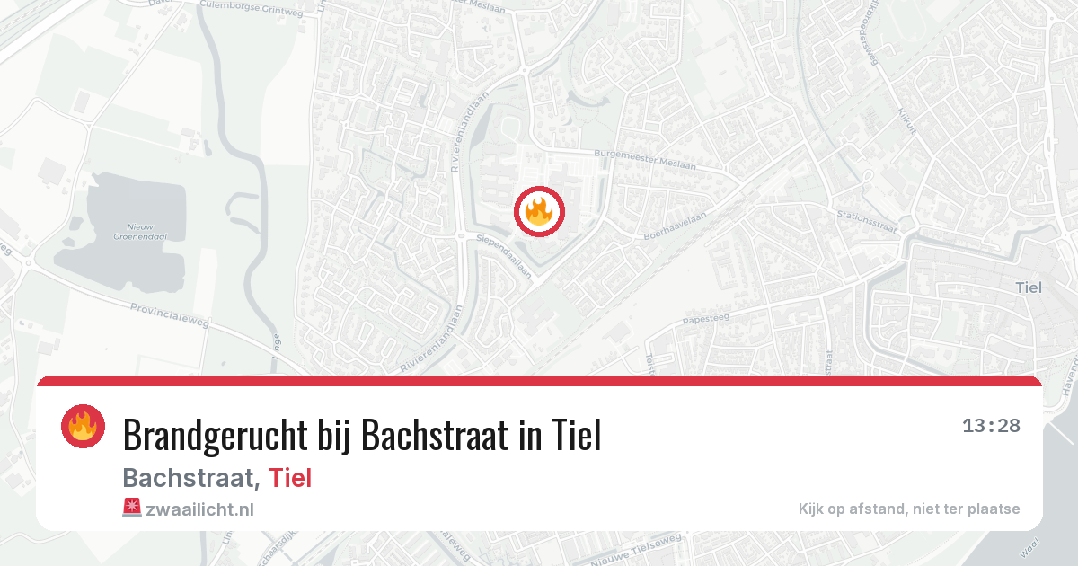 Brandgerucht bij Bachstraat in Tiel — 15 jun 2026