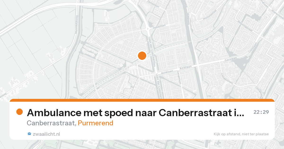 Ambulance met spoed naar Canberrastraat in Purmerend — 19 aug 2026