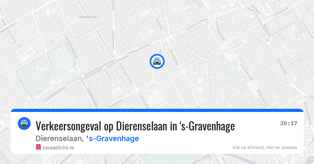 Verkeersongeval op Dierenselaan in 's-Gravenhage — 9 aug 2026