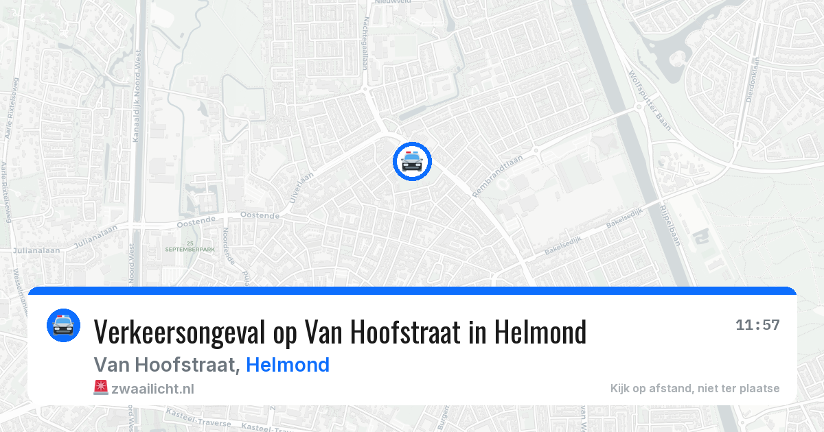 Verkeersongeval op Van Hoofstraat in Helmond — 28 jun 2026