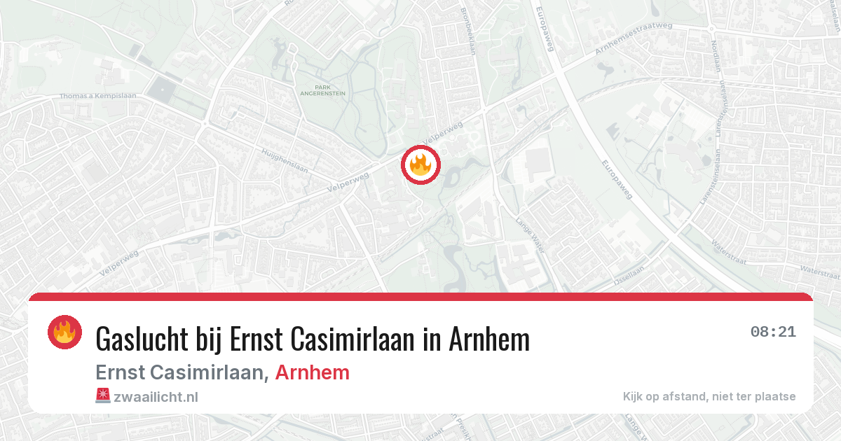 Gaslucht bij Ernst Casimirlaan in Arnhem — 6 jul 2026
