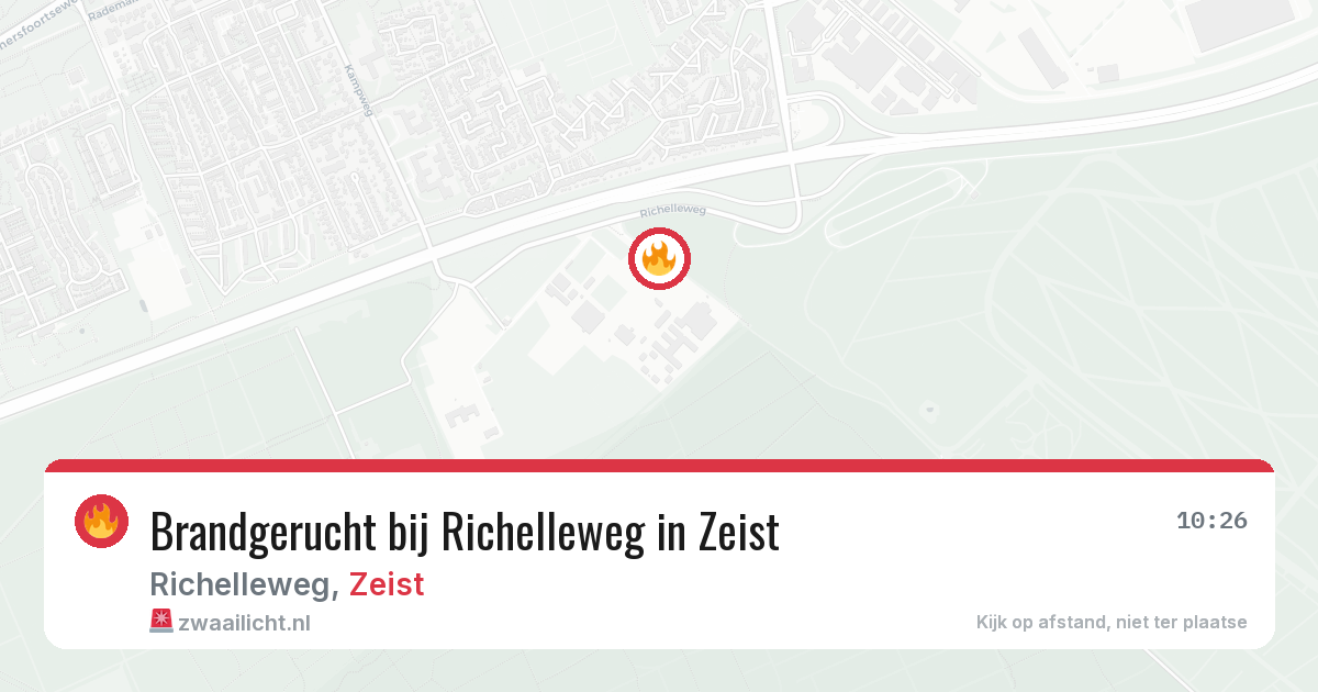 Brandgerucht bij Richelleweg in Zeist — 9 aug 2026