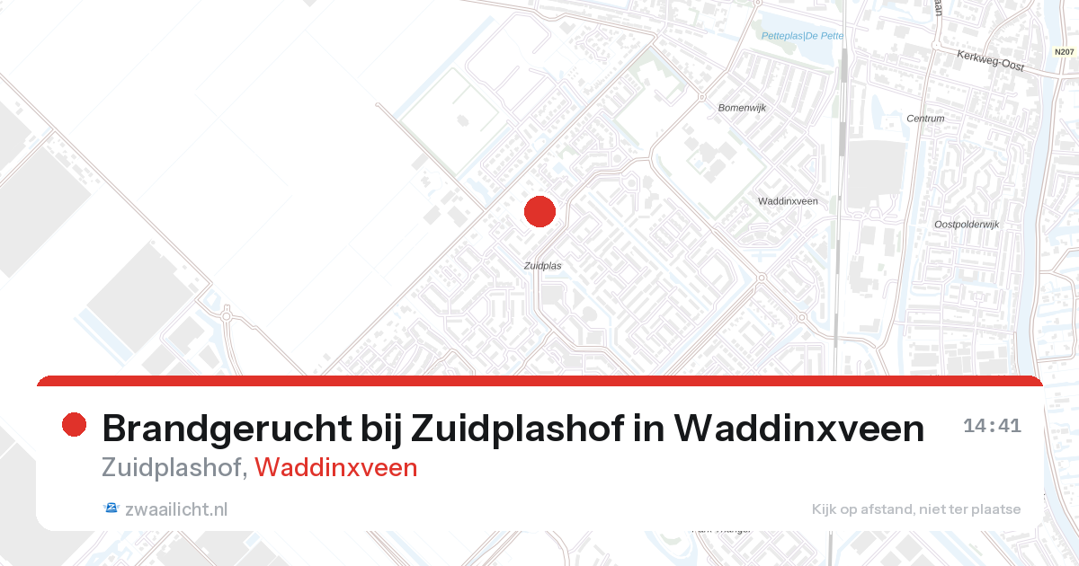 Brandgerucht bij Zuidplashof in Waddinxveen — 6 mrt 2026
