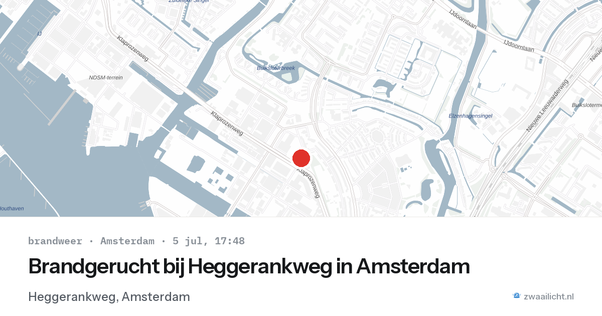 Brandgerucht bij Heggerankweg in Amsterdam — 5 jul 2026